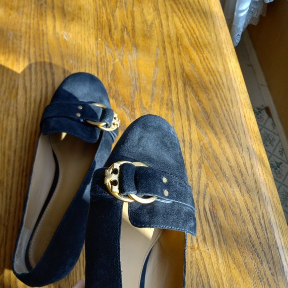 Tory Burch Black Suede Smoking Loafer Academia Quiet Luxury Size 7.5 - Picture 5 of 16